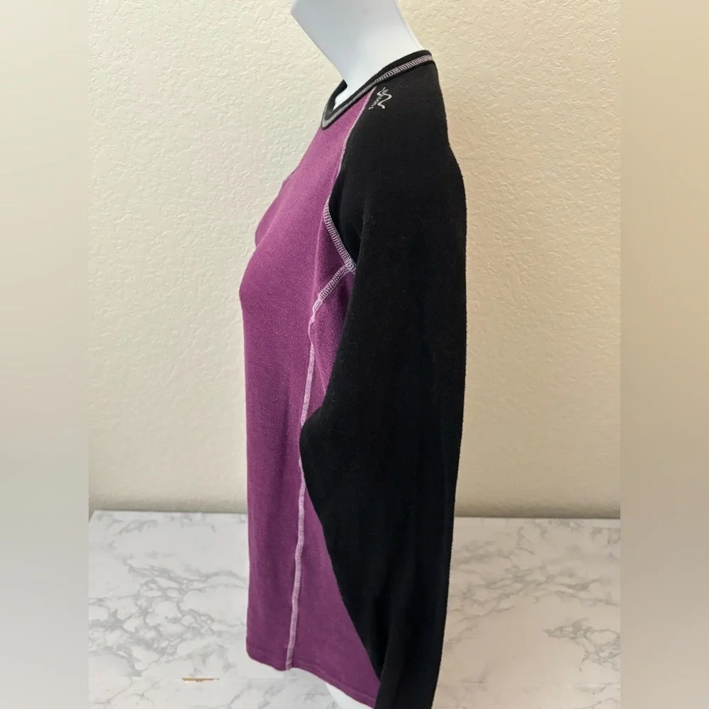 Watsons Womens Sweater L Purple Black Colorblock Long sleeve Pullover Top - Picture 2 of 4